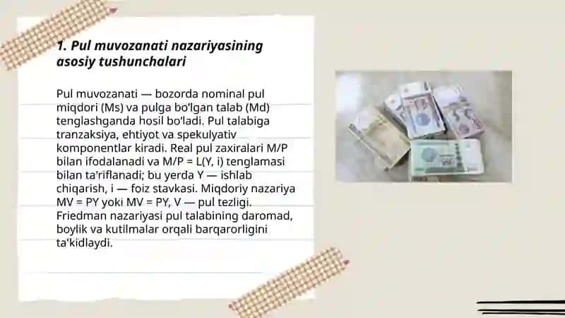 Pul muvozanati va fridman nazariyasi 3