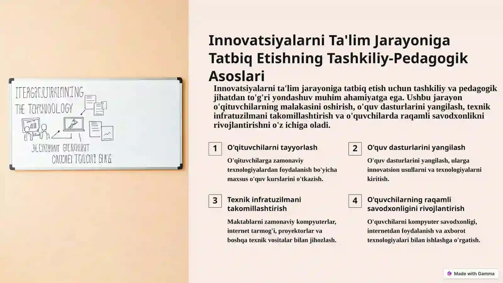 INNOVATSIYALARNI TA’LIM JARAYONIGA TATBIQ ETISHNING TASHKILIY PEDAGOGIK ASOSLARI. MAKTABNI INNOVATSION BOSHQARUV MODELI 3