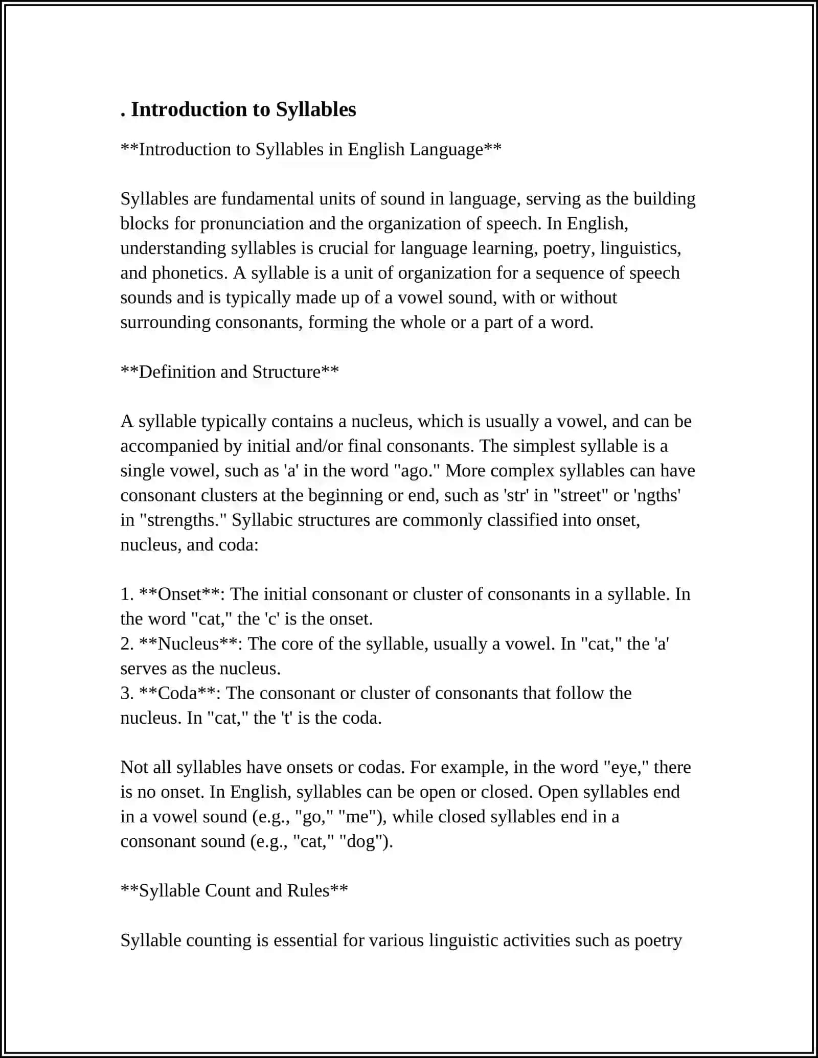 SYLLABLE FORMATION 3