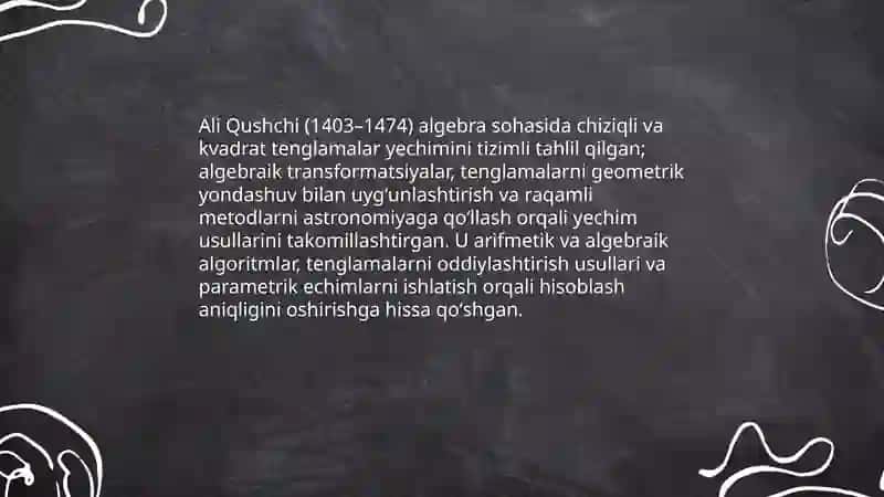 Ali Qushchining matimatika sohasiga qoʻshgan hissalari 3
