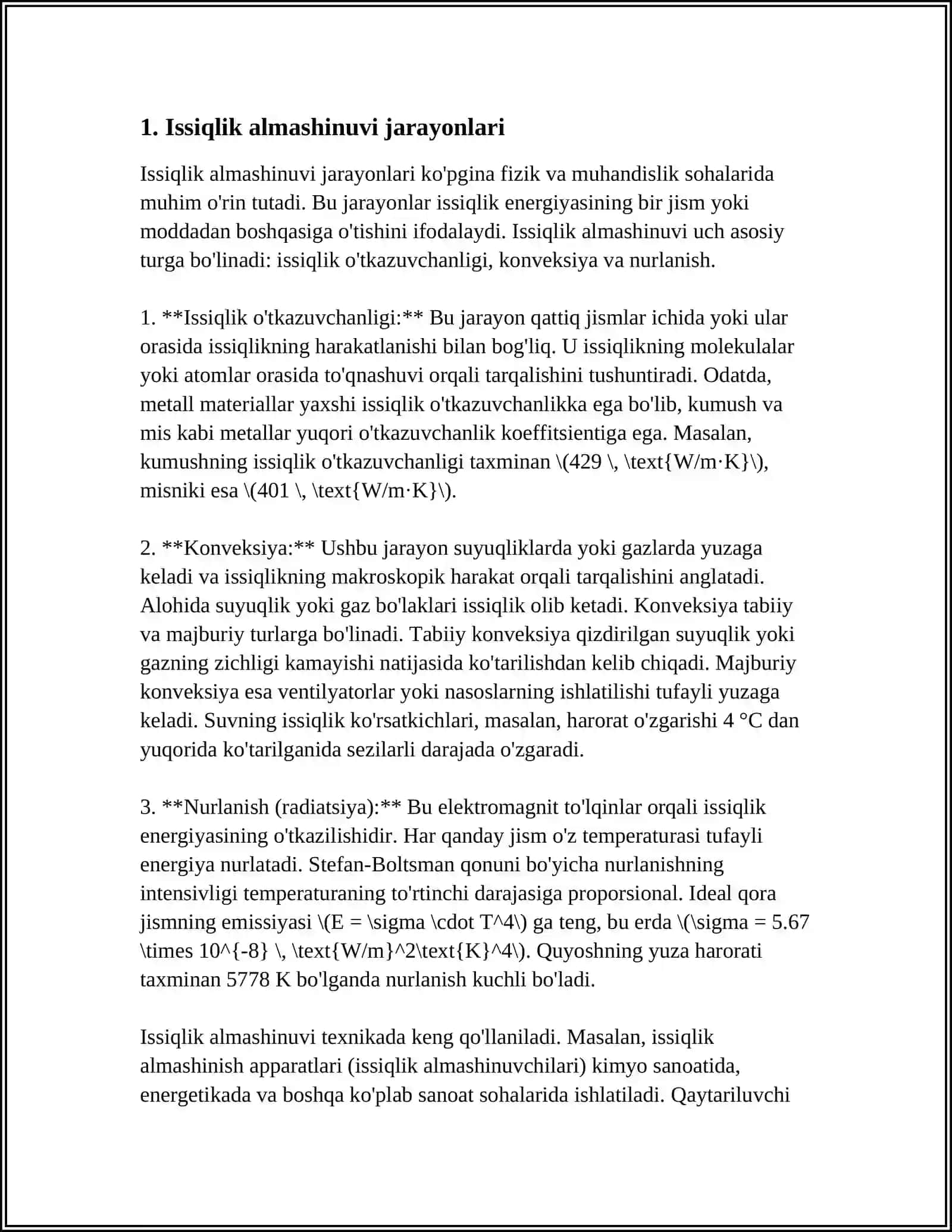 MUSTAQIL ISH Mavzu: IZA TERMIK JARAYONLAR 3