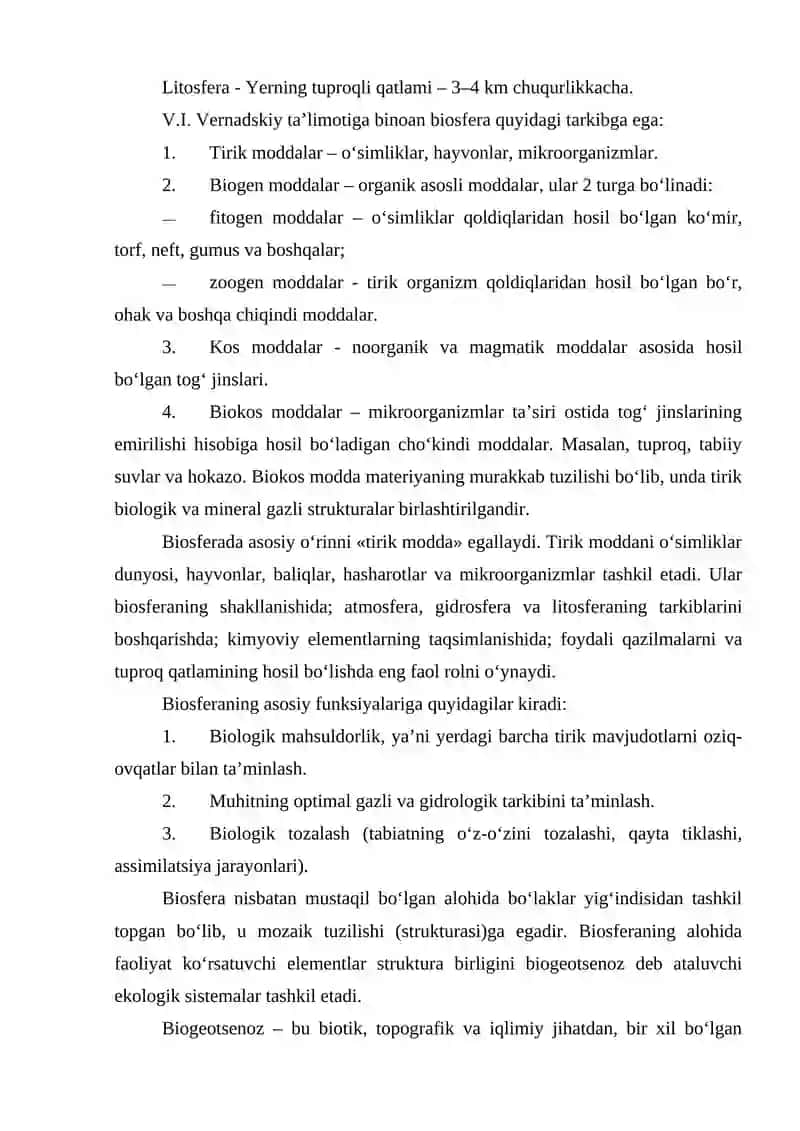 Biosferaning tuzilishi va tarkibi 3