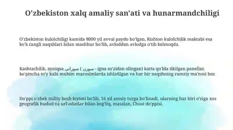 O'zbekiston xalq amaliy san'ati va hunarmandchiligi 3