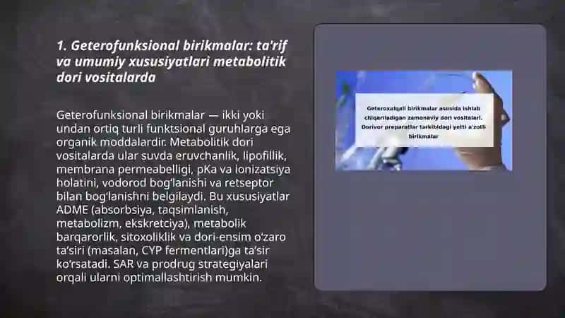 Geterofunksional birikmalar Metabolitik Dori vositalar 3