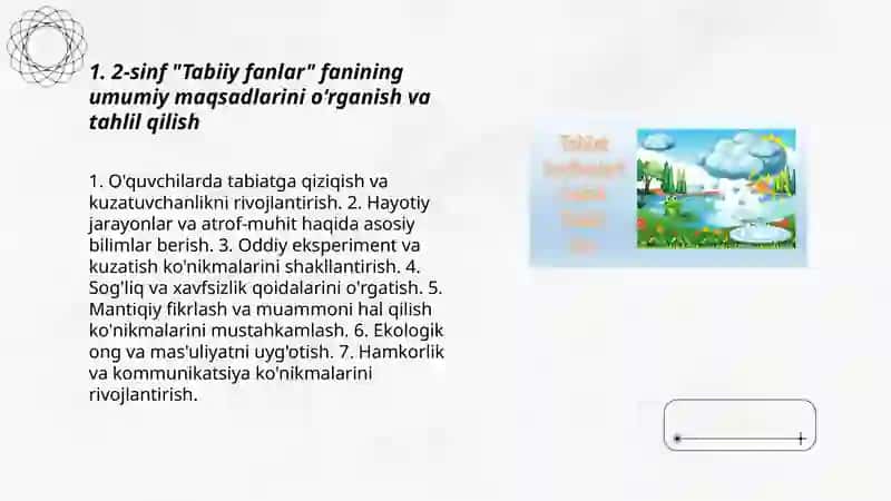 2-sinf "Tabiiy fanlar"fanining maqsad va vazifalarini oʻrganish va tahlil qilish 3