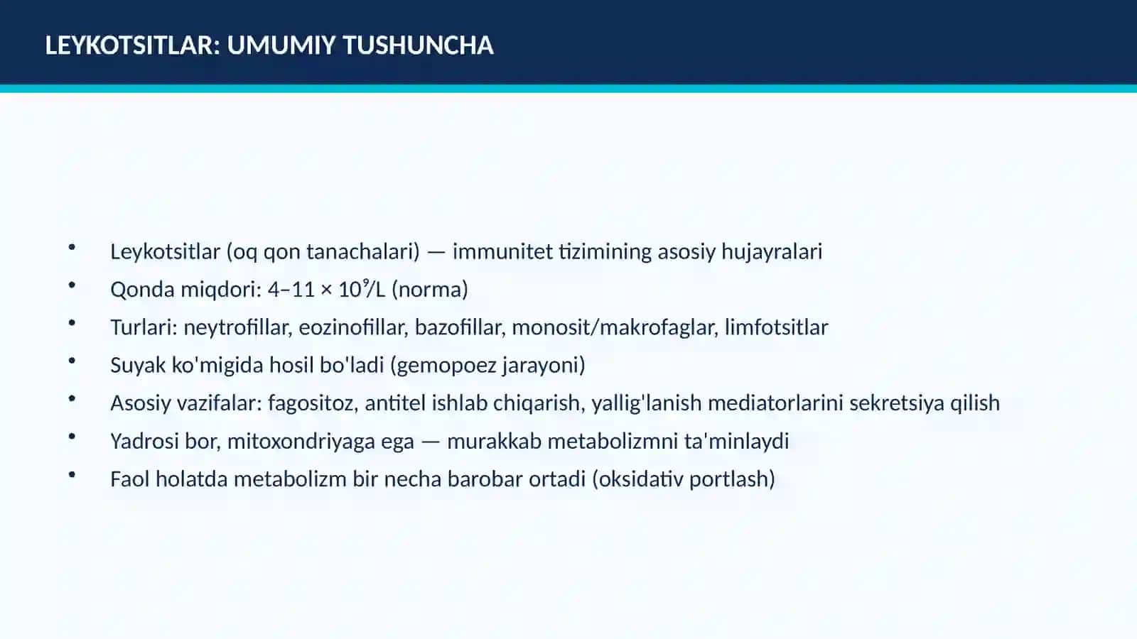 LEYKOTSITLARMETABOLIZMI XUSUSIYATLARI 3