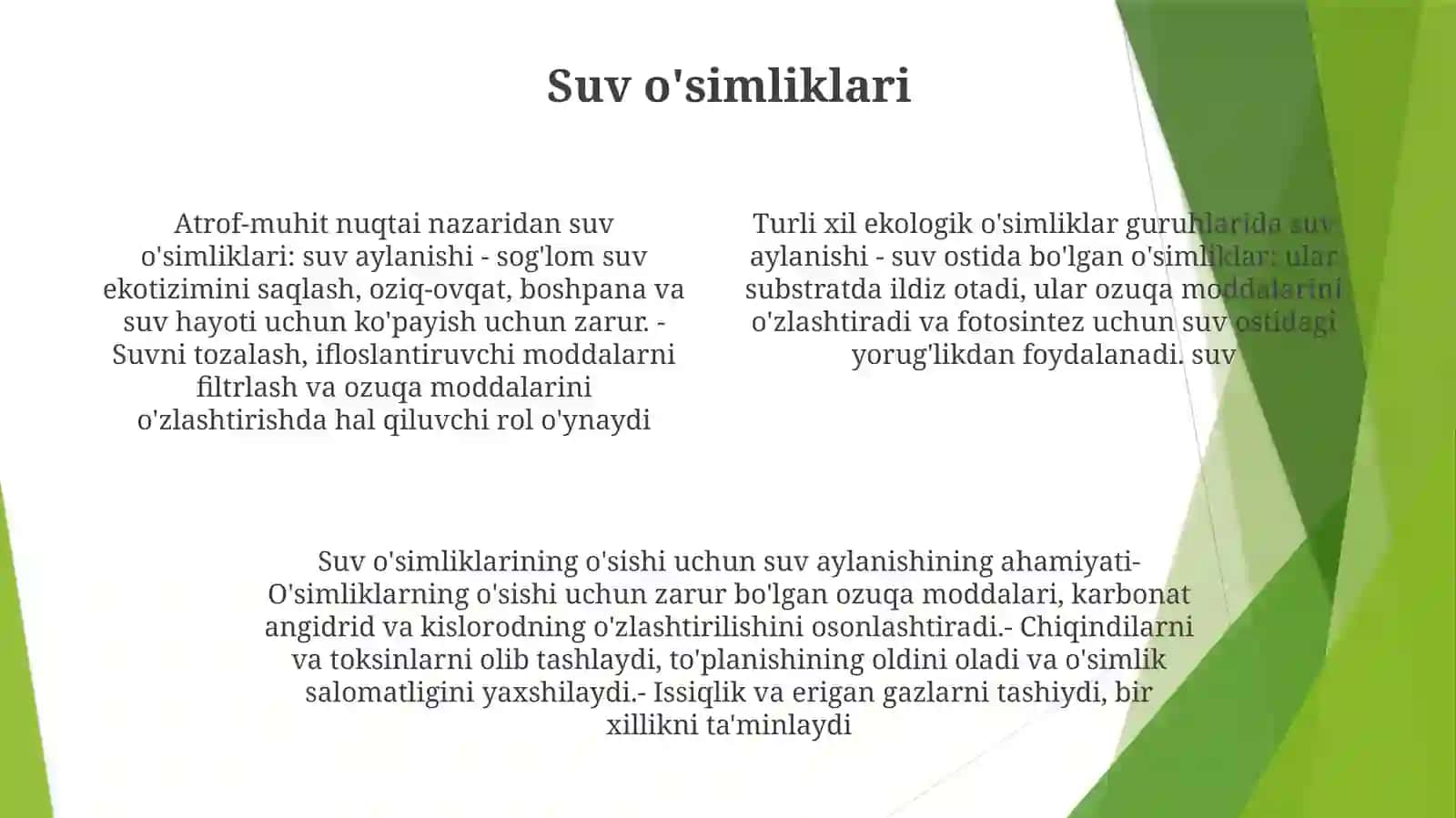Turli Ekologik Òsimlik Guruhlarida Suv Almashinuvi 3
