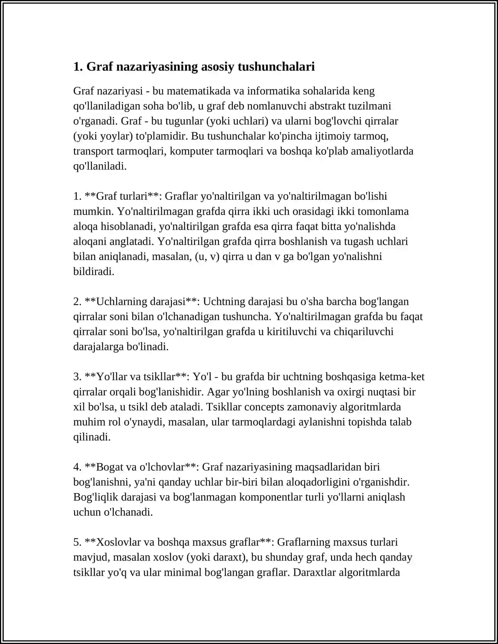 GRAFLAR BILAN ISHLASH ALGORITMLARI 3
