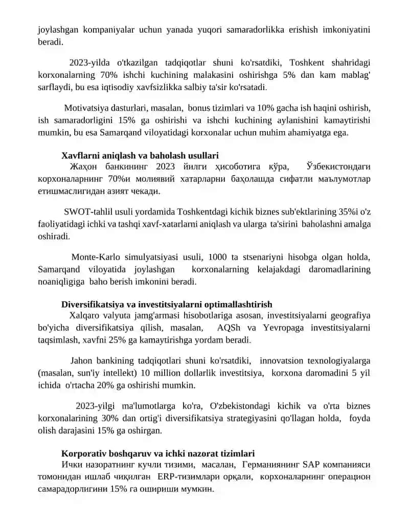 "Noaniqlik va xavfor shartlarida korxonaning iqtisodiy xavfsizligini taʼminlash" 3