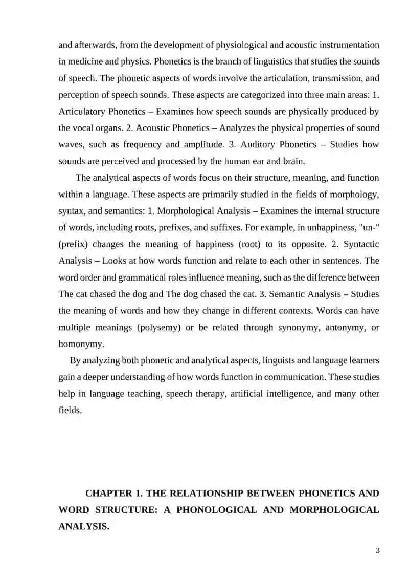 PHONETIC AND ANALYTICAL ASPECTS OF WORDS COURSE WORK 3