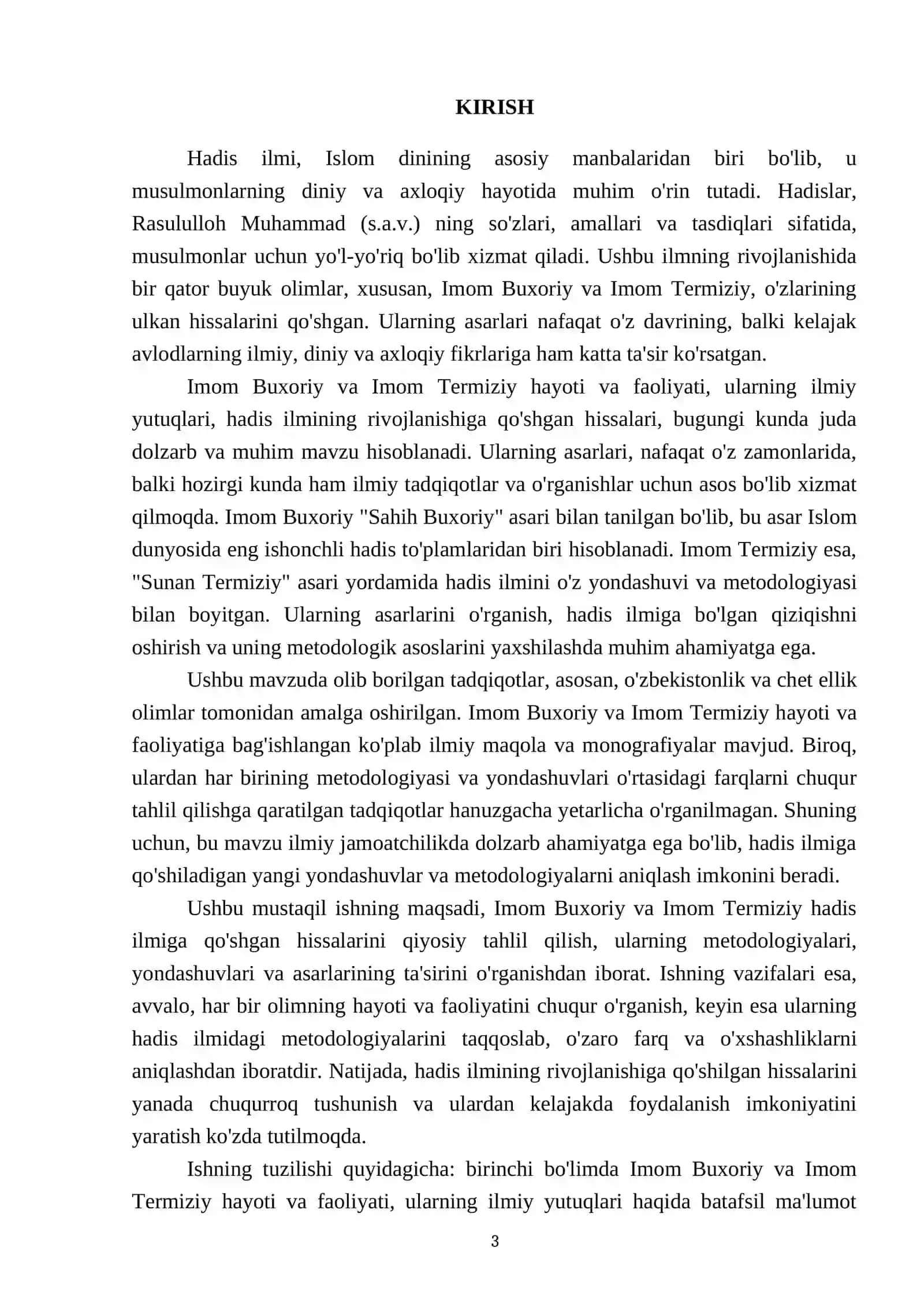 Imom Buxoriy va Imom Termiziyning hadis ilmiga qo'shgan hissalarini qiyosiy tahlili 3