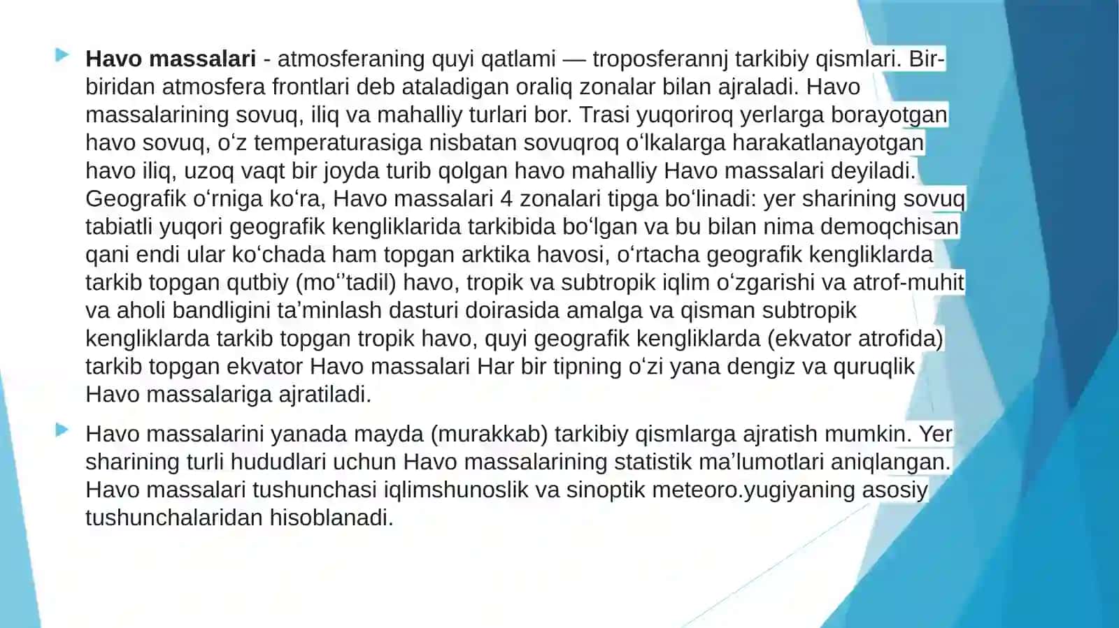 Havo massalari va frontlari 3