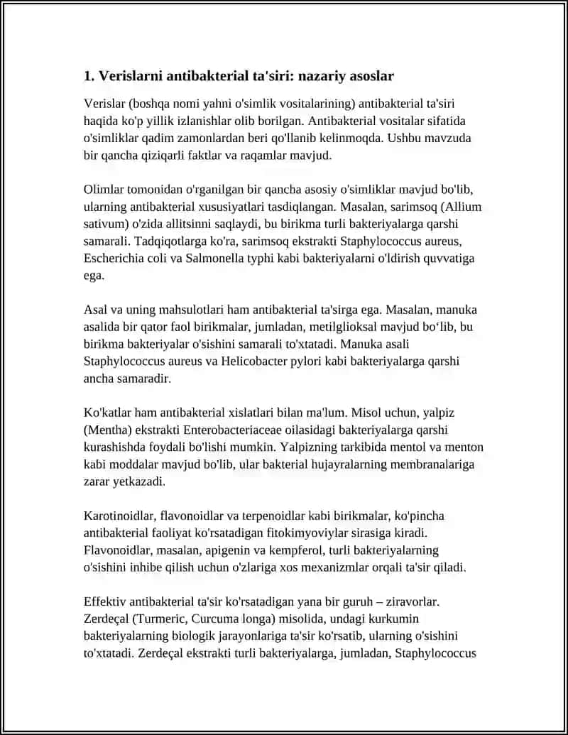 VERISLARNI ANTIBAKTERIAL TASIRI VA VERUSLAR MIKROFLORASI 3