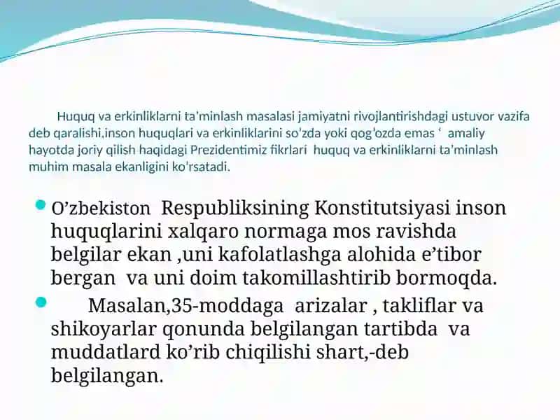FUQAROLARNING MUROJAAT QILISH HUQUQINI KAFOLATLARI 3