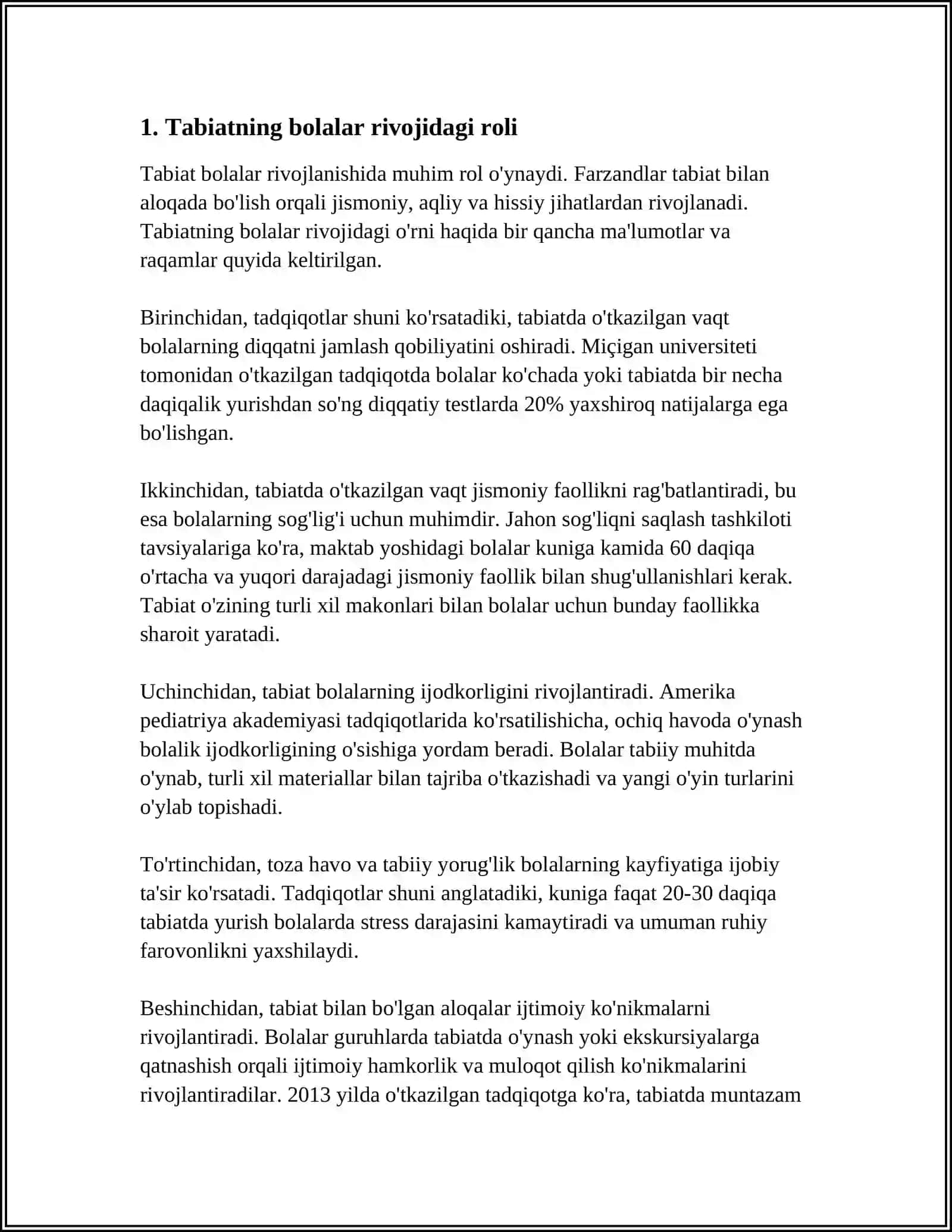 TABIAT - BOLALARNI HAR TOMONLAMA KAMOL TOPISHIDA ASOSIY OMIL SIFATIDA 3