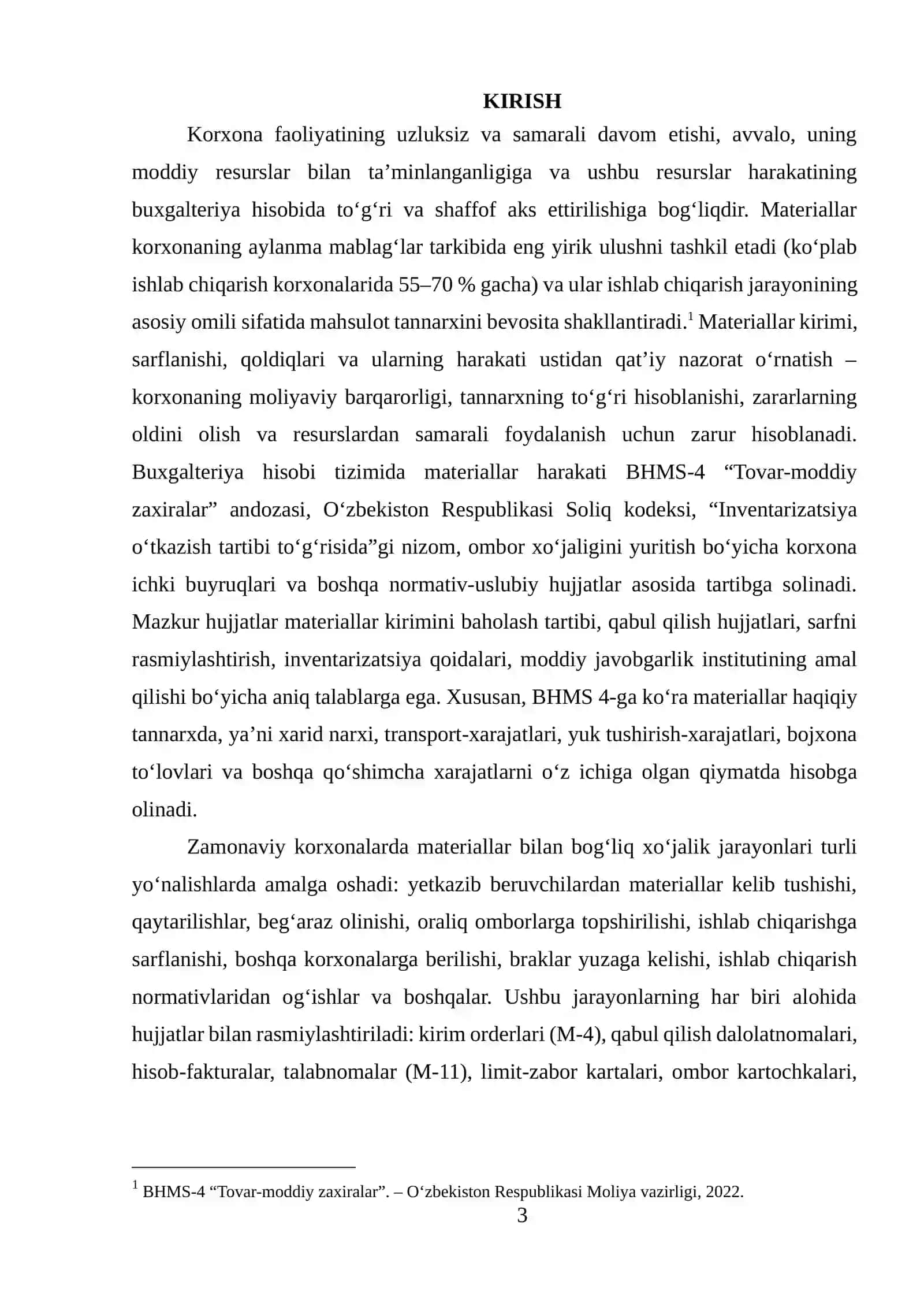 Materiallar kirimi va sarflanishi buxgalteriyada hisobga olish 3