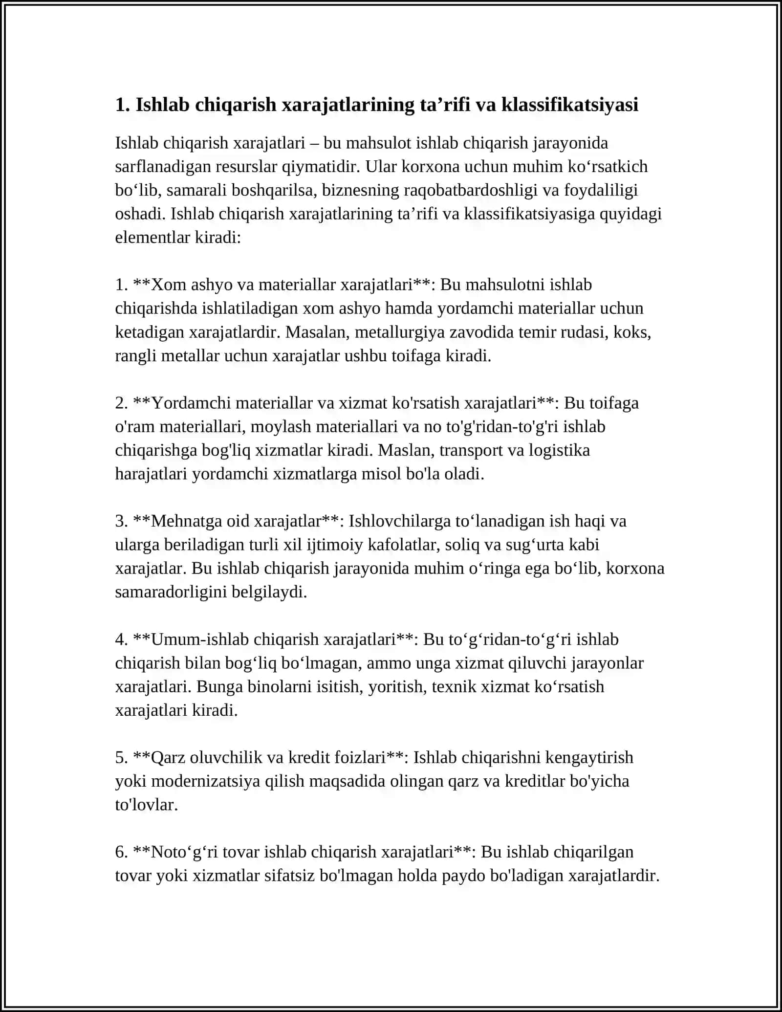 ISHLAB CHIQARISH XARAJATLARI. STATISTIK KÒRSATKICHLAR 3