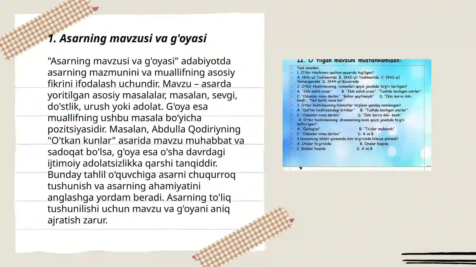 Oʻtkir Hoshimovning "Ikki karra ikki besh" asari tahlili 3