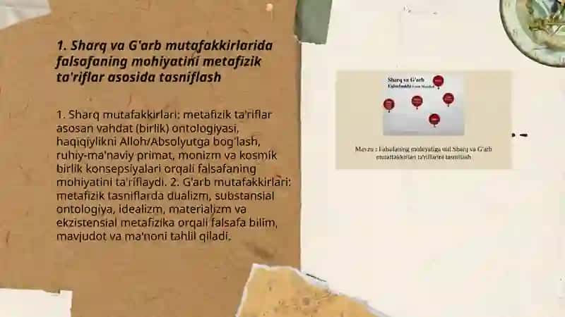 Falsafaning mohiyatiga oid Sharq va G'arb mutafakkirlari ta'riflarini tasniflash 3