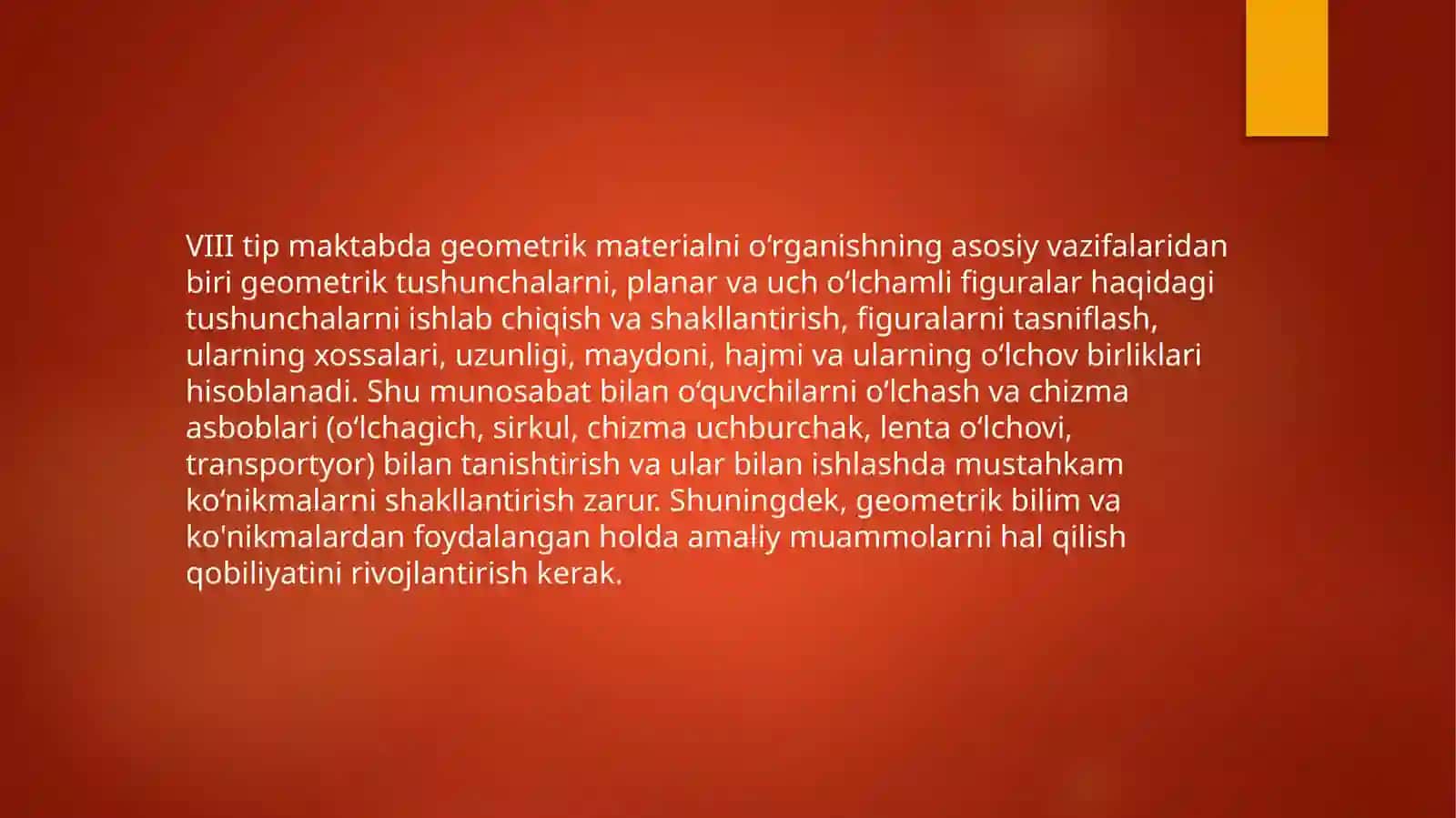 GEOMETRIK MATERIALNI O‘RGANISH METODIKASI 3