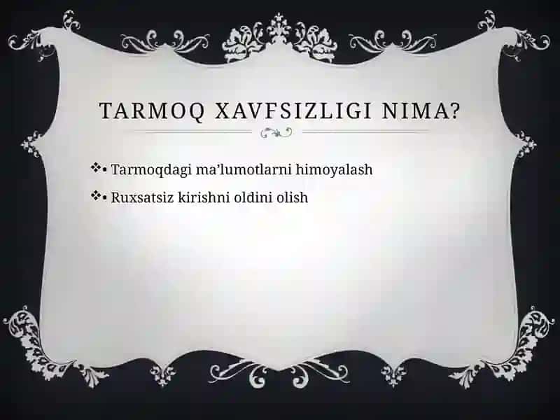 Tarmoq xavfsizligi muammolari 3