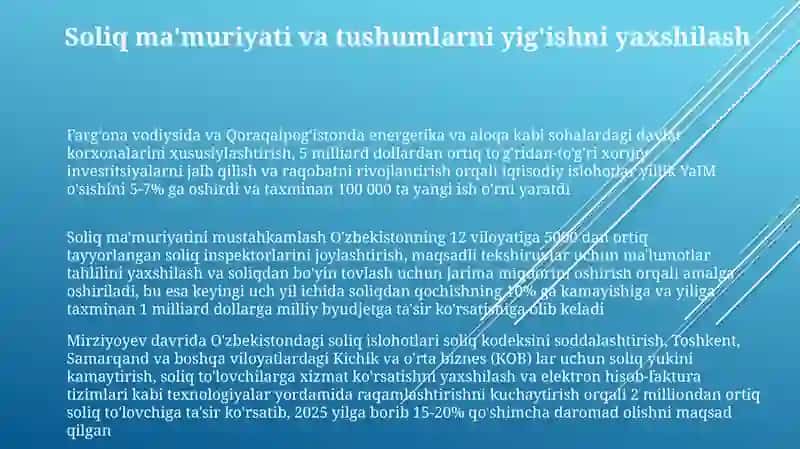 O'zbekiston Respublikasi Prezidentining iqtisodiy islohotlari 3