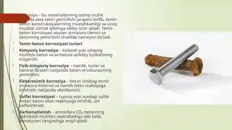 Korroziya va temir-betonning korroziyadan himoyalash usullari 3