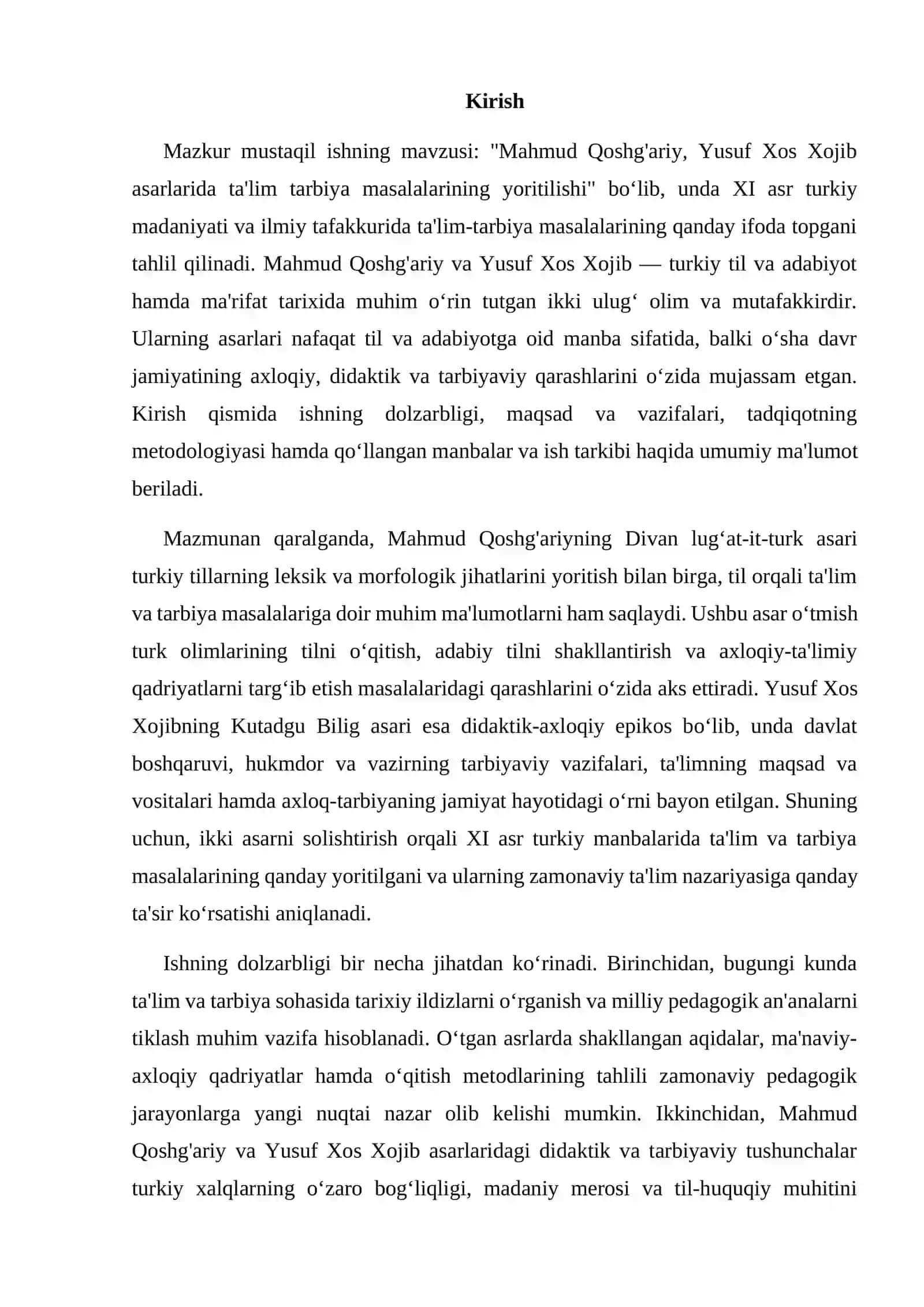 Mahmud Qoshg'ariy, Yusuf Xos Xojib asarlarida ta'lim tarbiya masalalarining yoritilishi 3