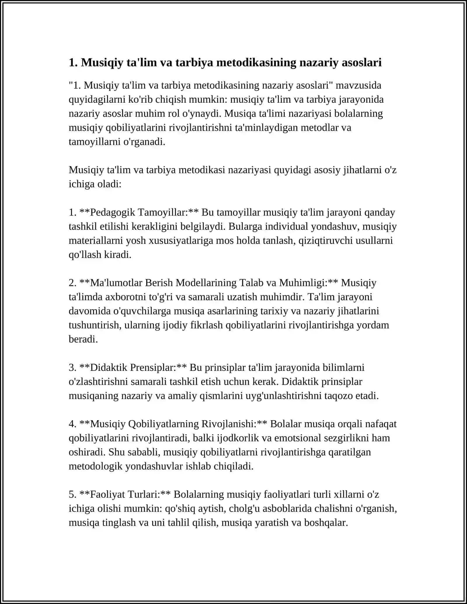 BOLALARNING MUSIQIY TA'LIMI METODIKASI 3