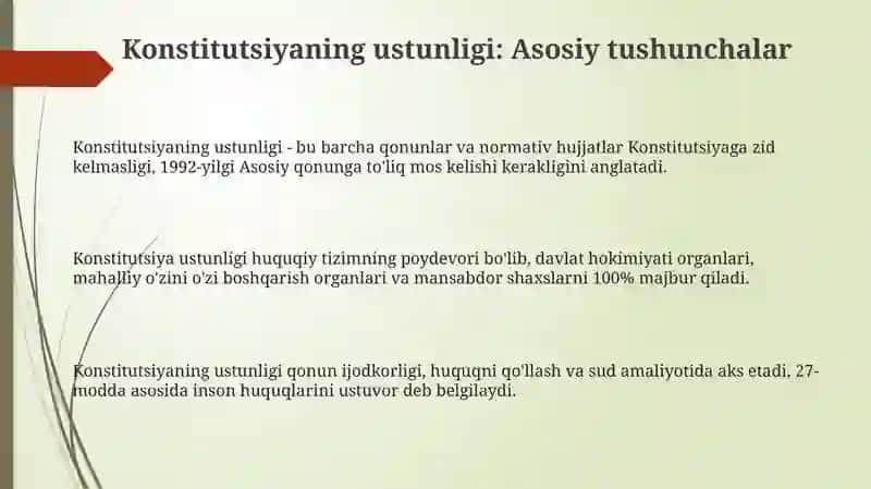 Konsitutsiyaning ustunligi va muhofasazi 3