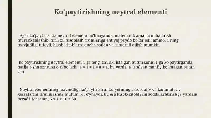 Nomanfiy butun sonlarni kòpaytirish amalining aksiomatik ta'rifi 3