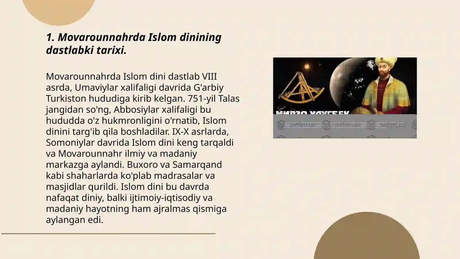 Movarounnahrda Islom dinining tarqalishi va madrasa ta’limi shakllanishining ijtimoiy madaniy hayotga ta’siri 3