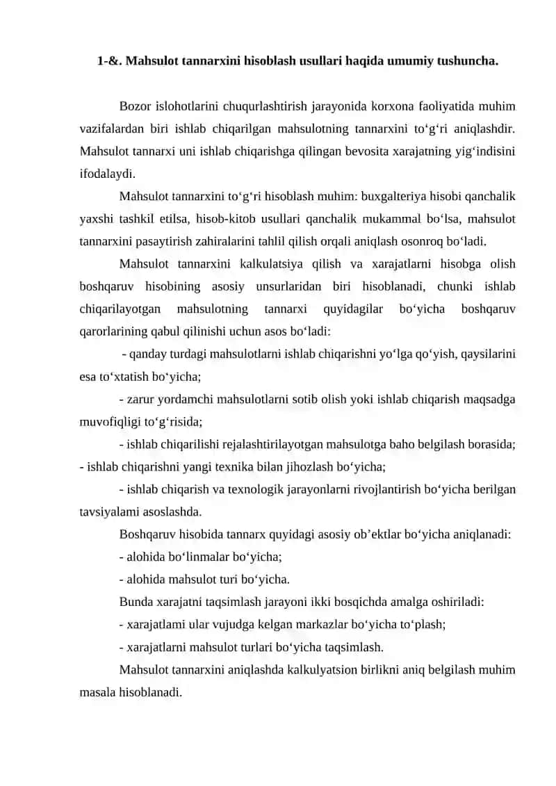 Maqsadli Tannarx Hisoblash Usuli 3