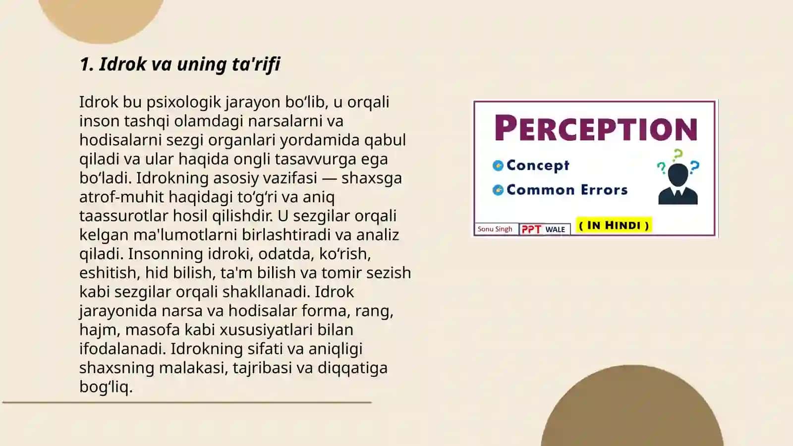 Idrok, idrok jarayonlari va xususiyatlari 3