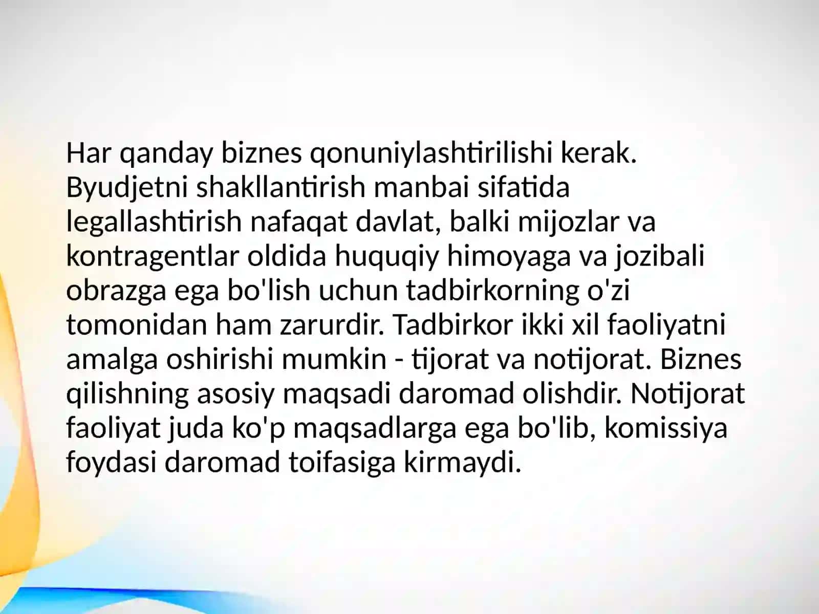 Korxonalarning tashkiliy-huquqiy shakllari (yakka egalik, sherikchilik va korporatsiya) va ularning uyish malari 3