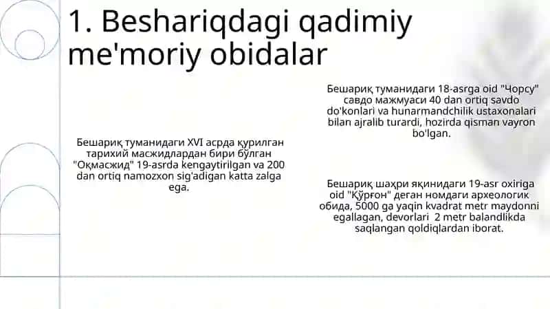 Beshariq tumanidagi otgan asrdagi joylar 3