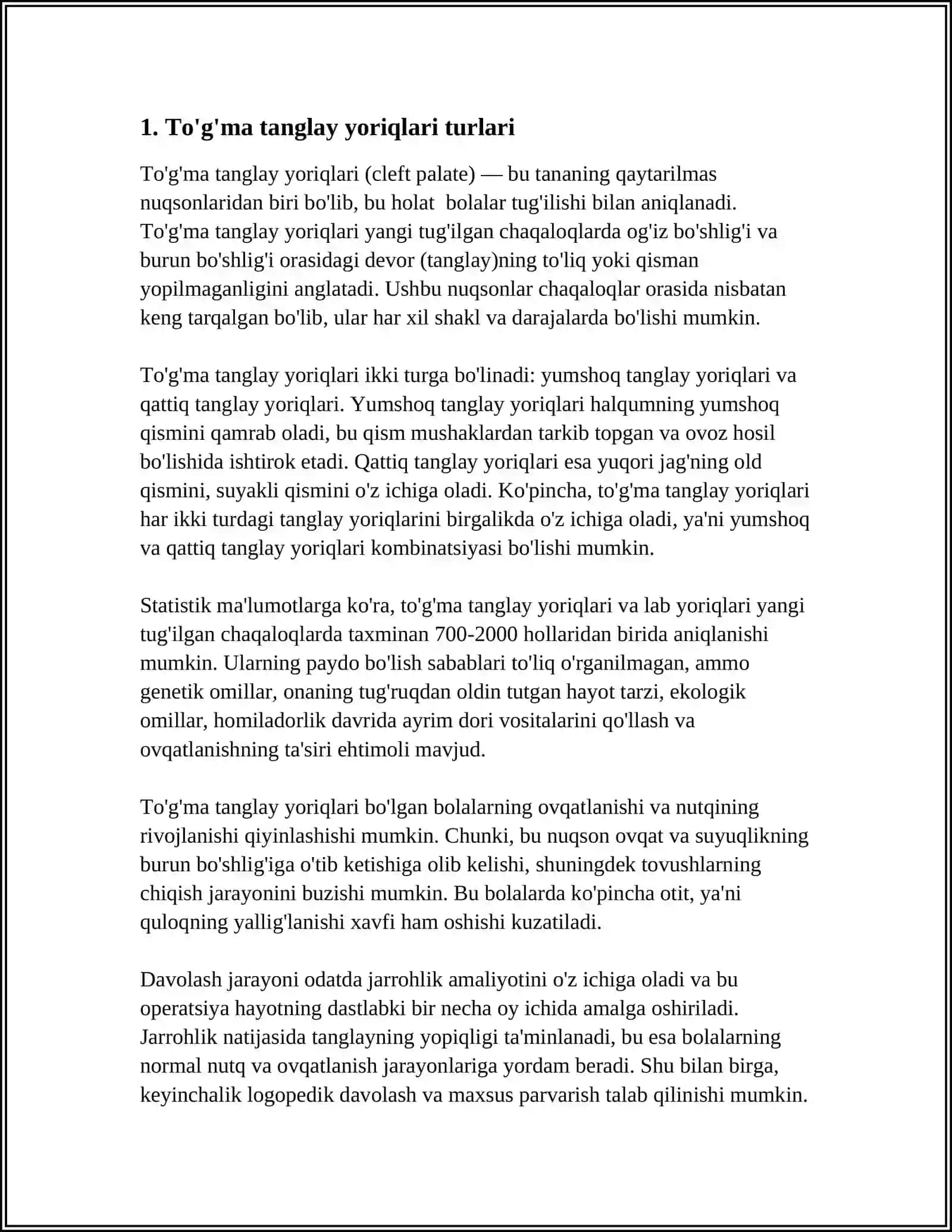 MUSTAQIL ISH Mavzu: TUĜMA TANGLAY YORIQLARIDA DAVOLOVCHI VA PROFILAKTIK YORDAM 3