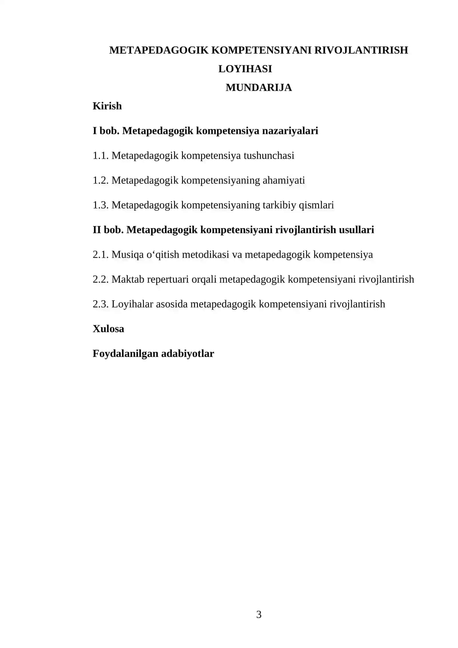 METAPEDAGOGIK KOMPETENSIYANI RIVOJLANTIRISH LOYIHASI 3