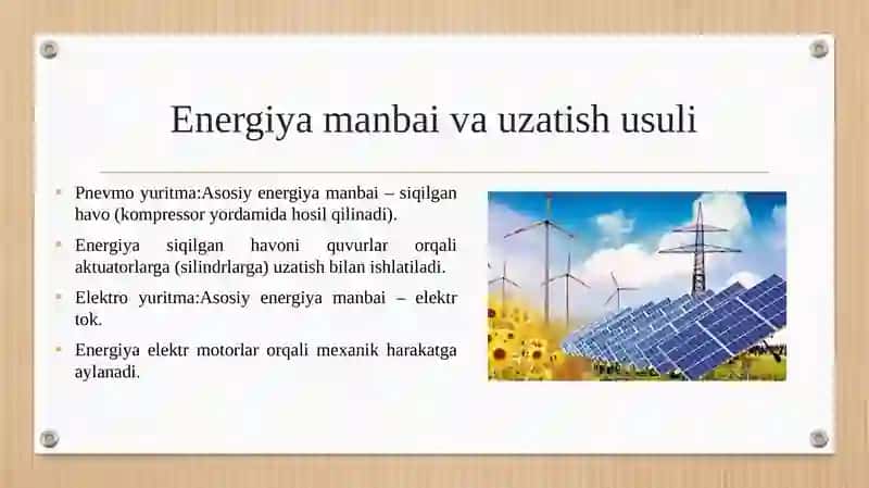 Pnevmo yuritma va elektro yuritma energiya samaradorlik nuqtai nazaridan taqqoslash. 3