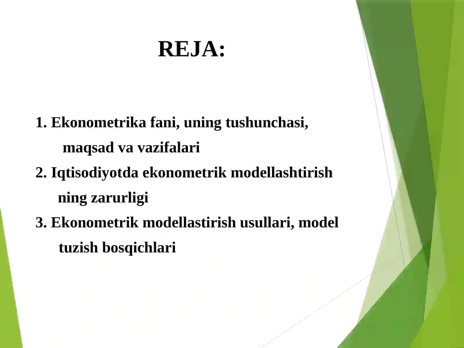Ekonometrik modellashtirish asoslari 3