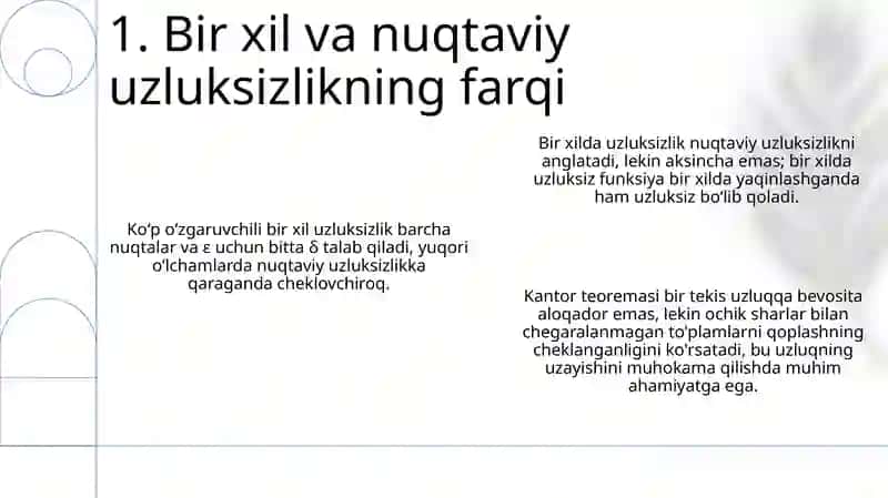 Ko'p o'zgaruvchili funksiya uchun tekis uzluksizliktushunchasi va Kantor teoremasi 3