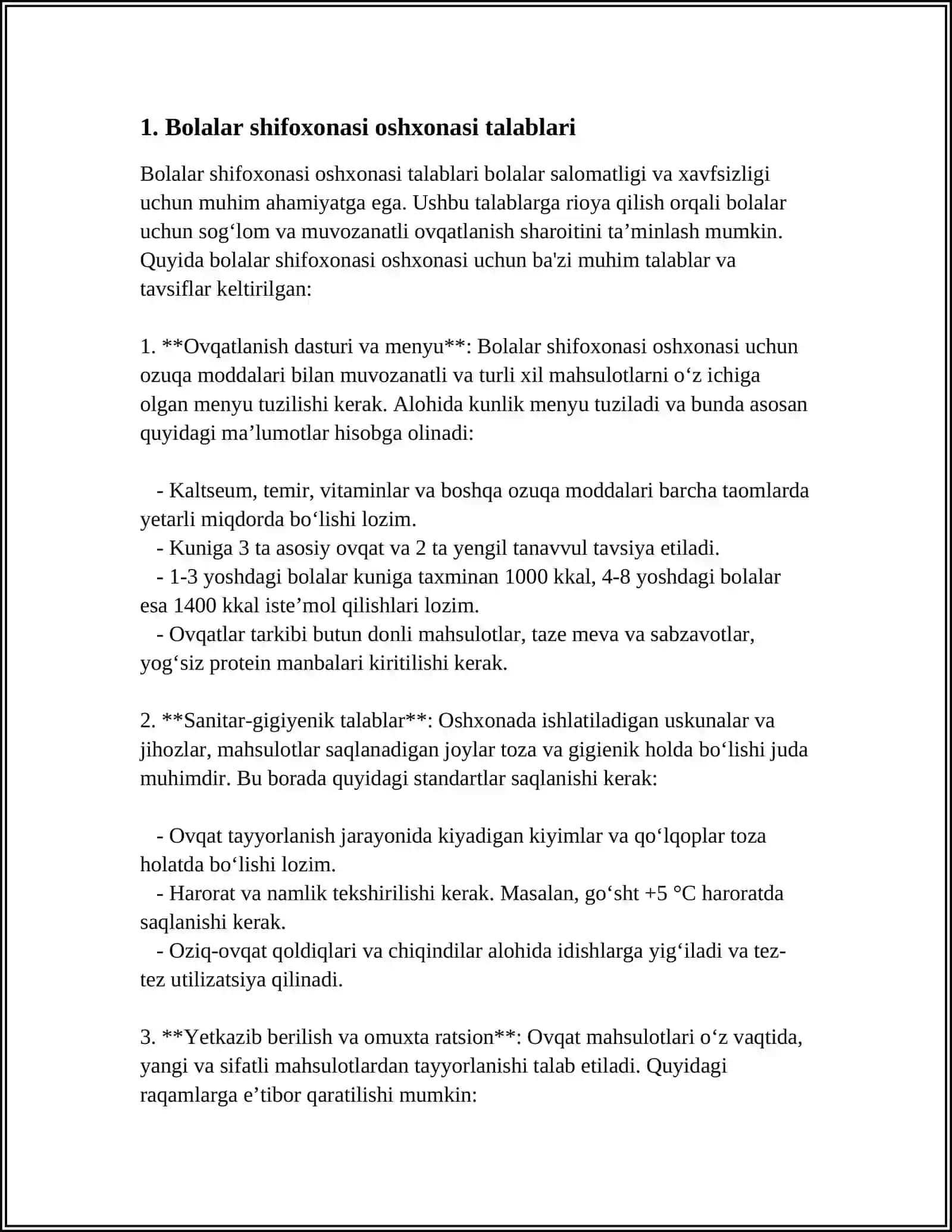 BOLALARNI SHIFOXONA SHAROITIDA OVQATLANTIRISHNI TASHKIL QILISH 3