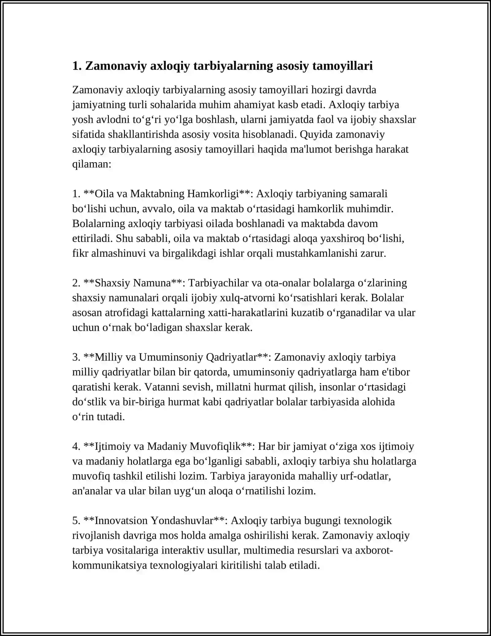 Zamonaviy axloqiy tarbiyalarning yutuqlari kamchiliklari 3