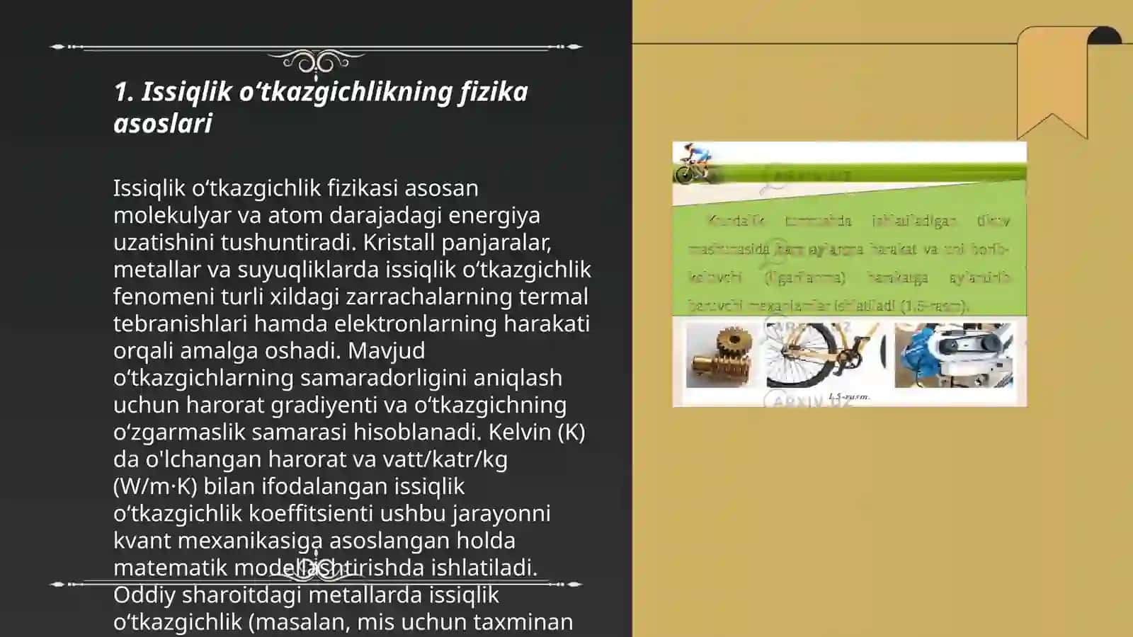 Issiqlikni uzatish turlari: issiqlik oʻtkazgichlik konvektsiya va nurlanish 3