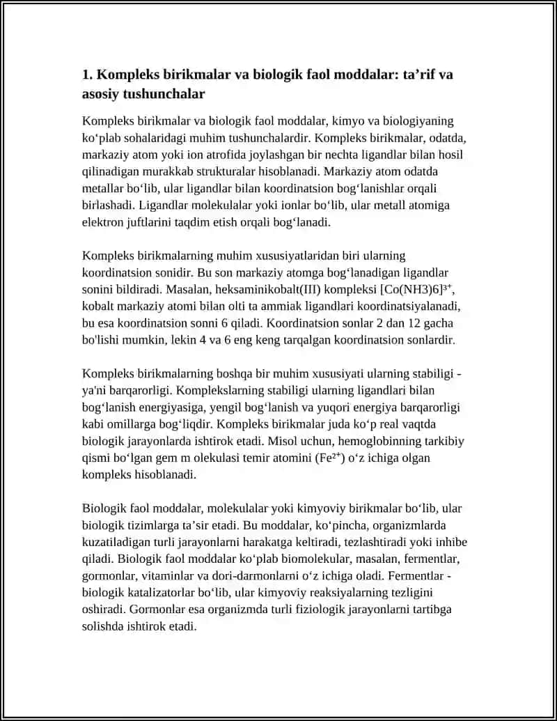 KOMPLEKS BIRIKMALAR BIOLOGIK FAOL MODDALAR 3