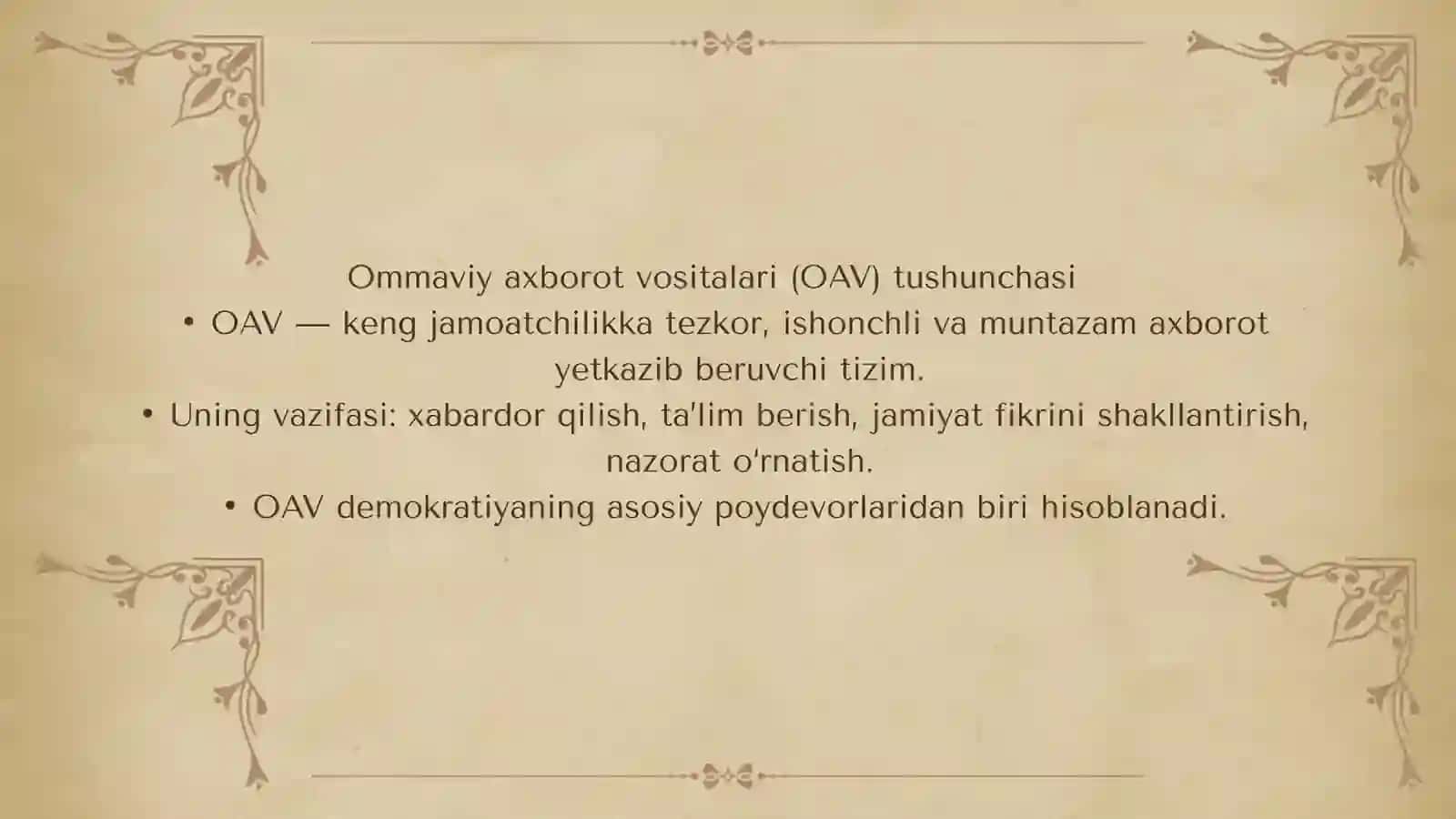 Ozbekiston respublikasida ommaviy axborot vositalarining faoliyati (ozgarish vamuammolar) 3