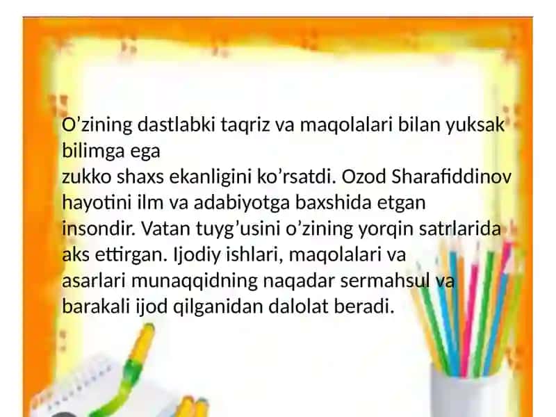 OzodSharafiddinovning adabiy-tanqidiy meroslar 3