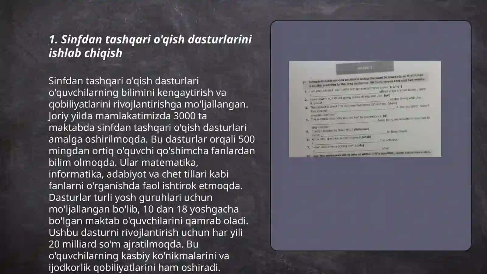 Boshlanĝich sinflarda ona tili va o‘qish savodxonligidan sindan tashqari ishlarni tashkil etish metodi va vositalari.(Tezislar tayyorlash) 3