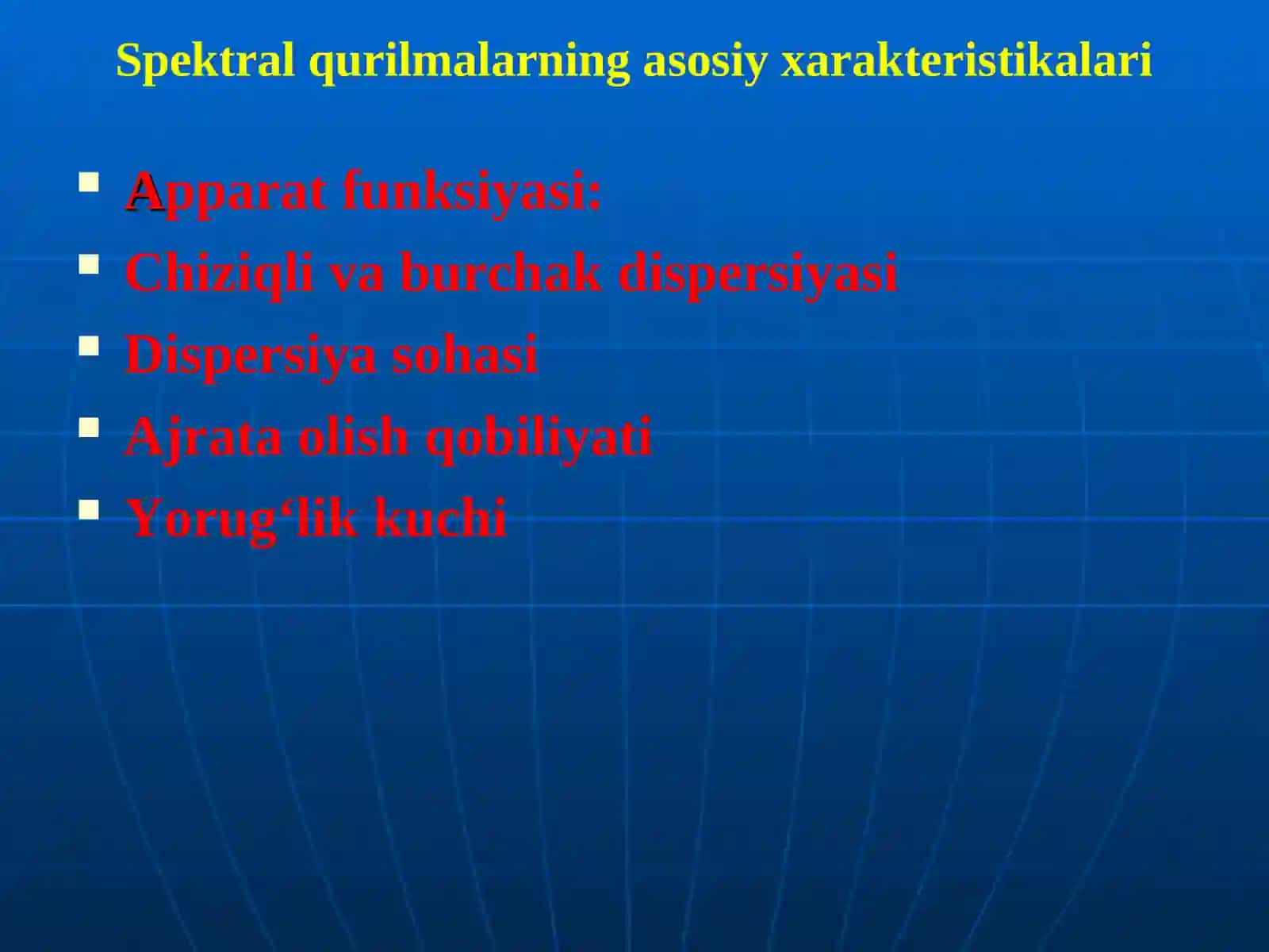 Prizmali spektral qurilmalar. Ularning ishlash soxasi, asosiy xarakteristikalari 3
