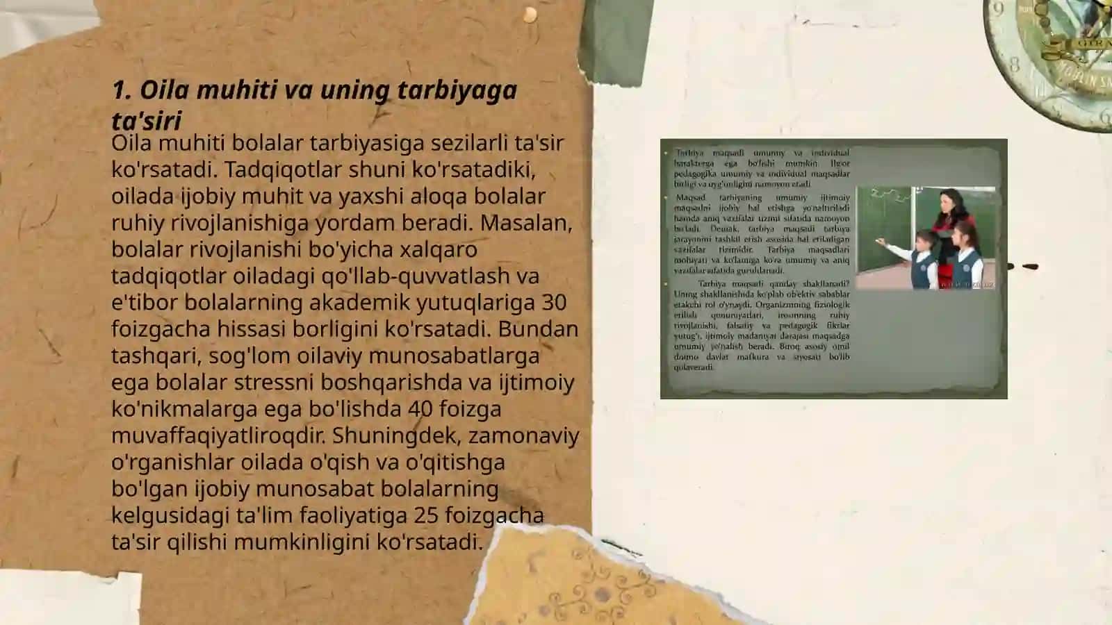 Tarbiyaga tasir etuvchi omillar.Tarbiya nazariyasi va tarbiya turlari 3
